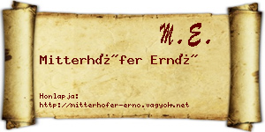 Mitterhöfer Ernő névjegykártya